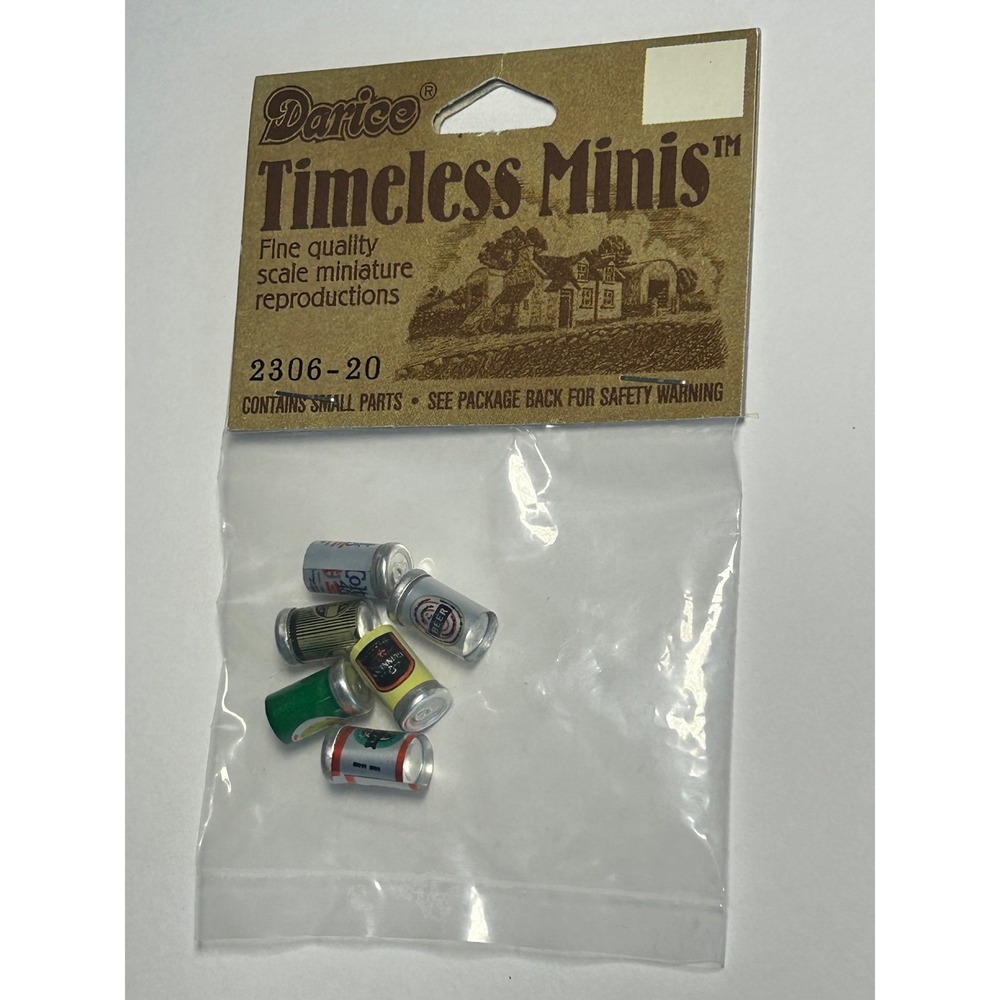 Darice Timeless Minis Miniature Beer Cans 6pc Assorted Set 2306-20 Dollhouse New